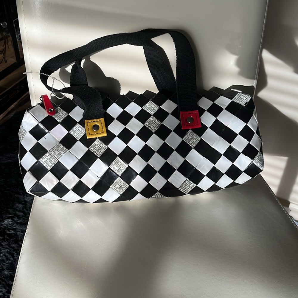 Checkered Black and White purse, Duffel Bag